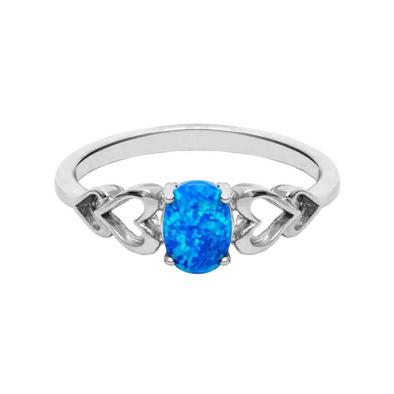 Blue Opal & Sterling Silver Open Heart Ring sold by Zulily