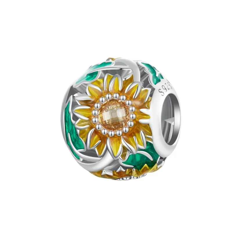 Yellow & Sterling Silver Sunflower Round Charm sold by Zulily