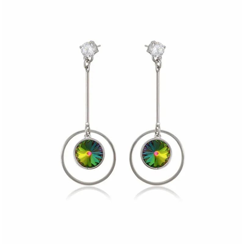 Silvertone Open Circle Drop Earrings with Mystic Topaz Swarovski Crystals sold by Zulily
