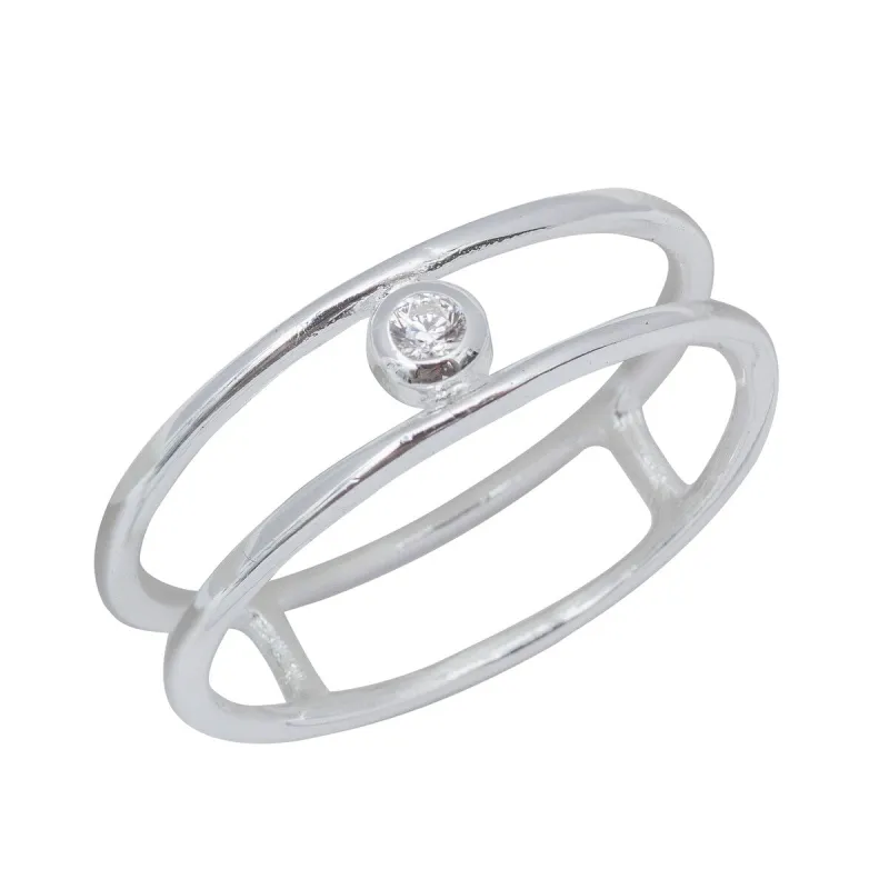 Sterling Silver Dual Band Cubic Zirconia Solitaire Ring sold by Zulily