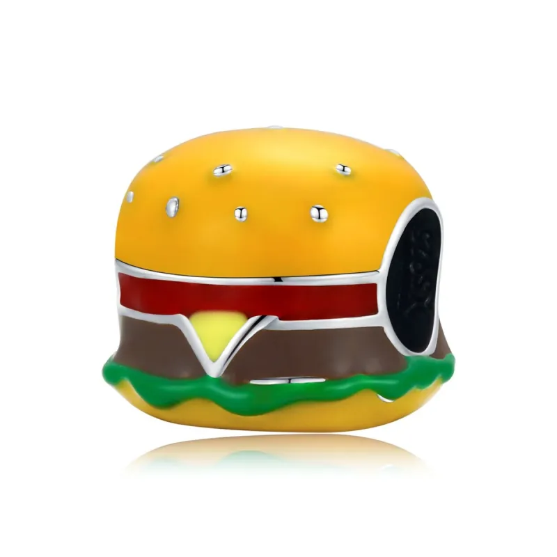 Yellow Enamel & Sterling Silver Hamburger Charm made by Zulily