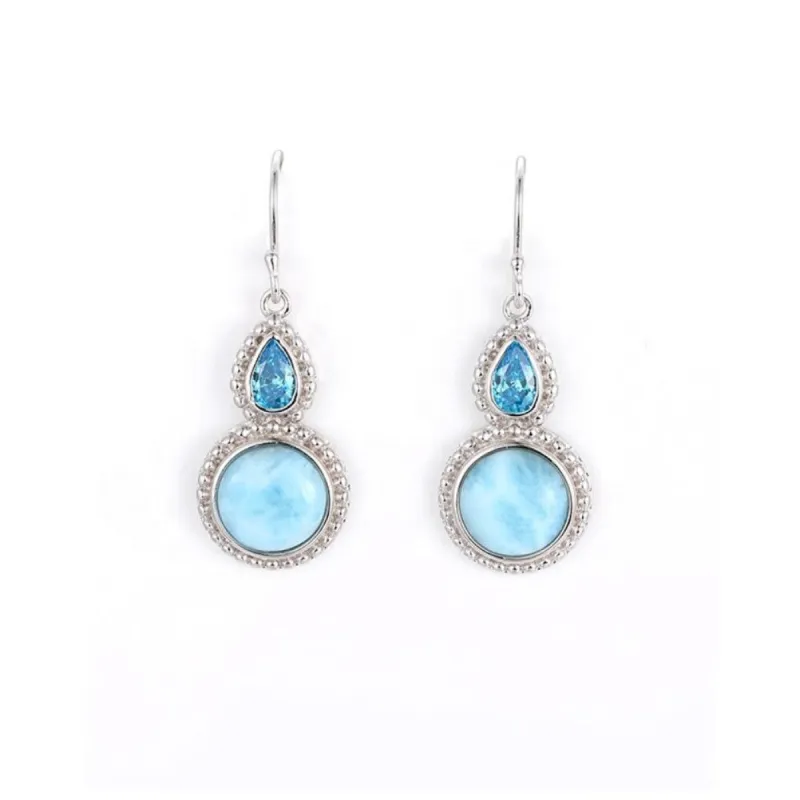 Sky Blue Larimar & Sterling Silver Teardrop Circle Drop Earrings sold by Zulily