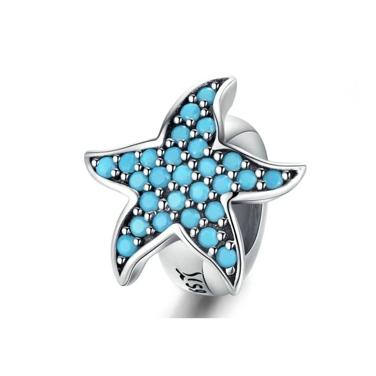 Teal Cubic Zirconia & Sterling Silver Starfish Bead Charm sold by Zulily