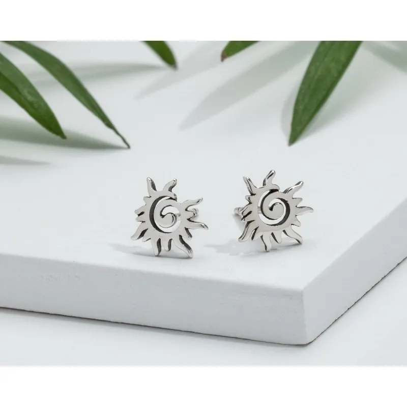 Sterling Silver Swirled Sun Stud Earrings sold by Zulily