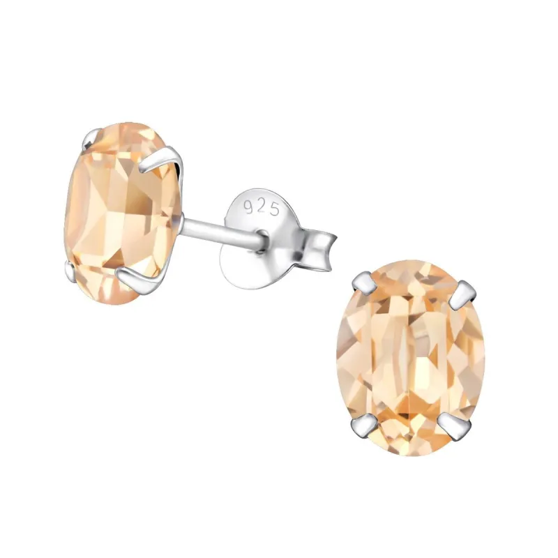 Sterling Silver & Genuine European Crystal Oval Stud Earrings made by Zulily