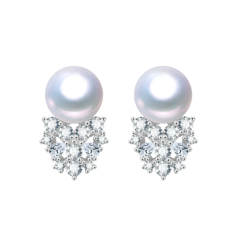 White Freshwater Pearl Cubic Zirconia Clustered Stud Earrings sold by Zulily