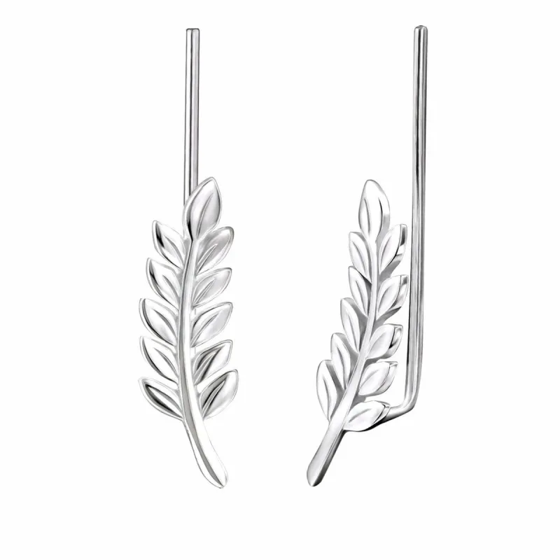 Sterling Silver Leaf Ear Climbers sold by Zulily