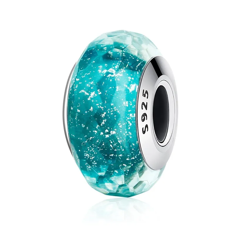 Frosted Faceted Glass & Sterling Silver Spacer Charm sold by Zulily
