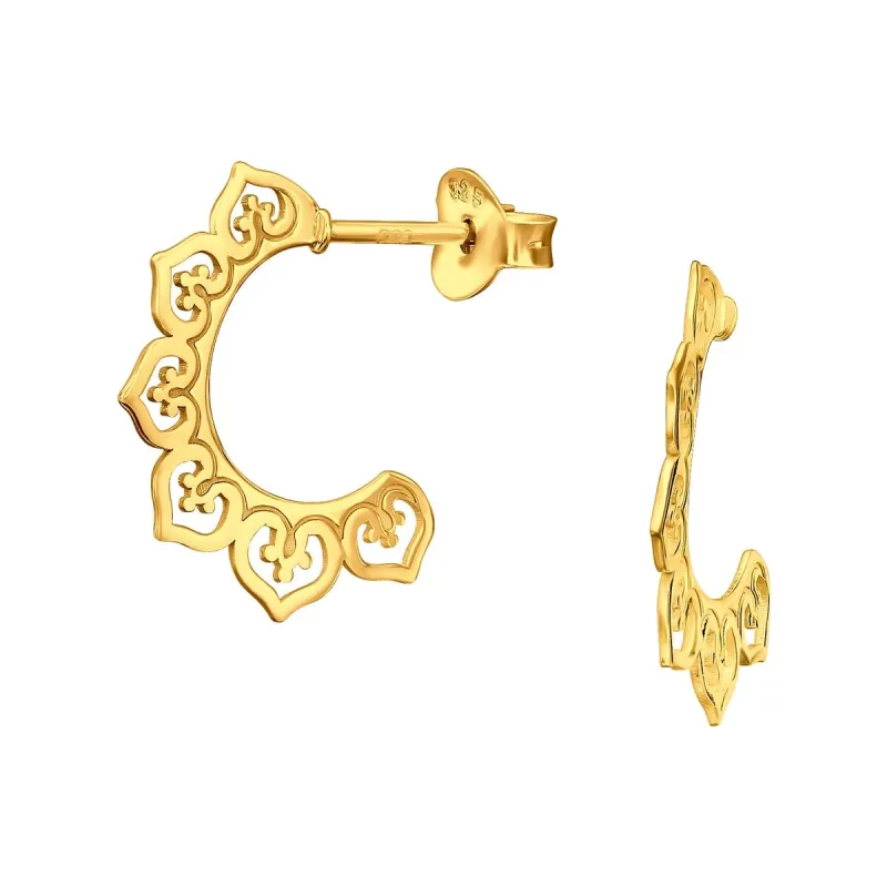 Sterling Silver 18k Gold-Plated Bali Half Hoop Earrings sold by Zulily