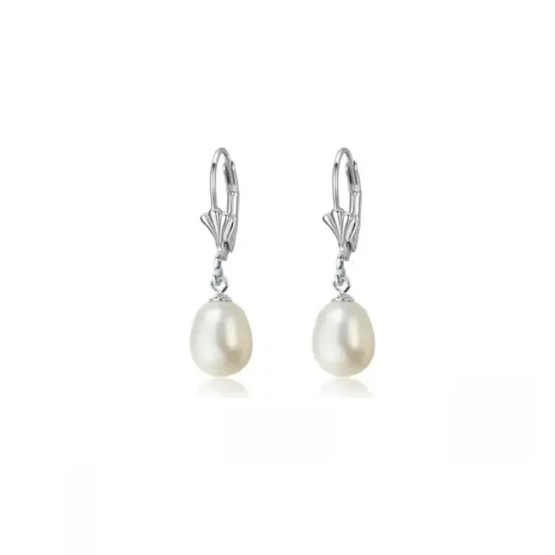 Sterling Silver Shell Leverback & White Freshwater Pearl Drop Earrings sold by Zulily