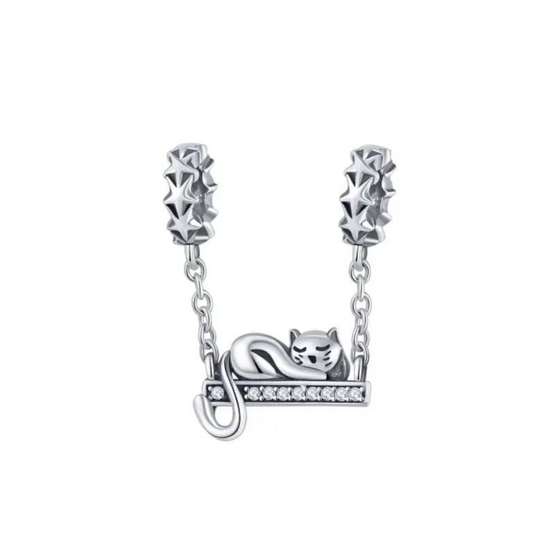 Cubic Zirconia & Sterling Silver Cat On A Ledge Charm sold by Zulily