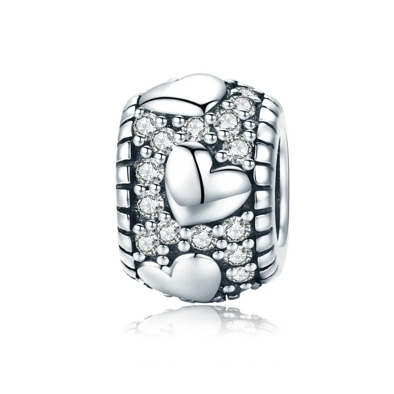 Cubic Zirconia & Sterling Silver Heart Rondelle Charm sold by Zulily