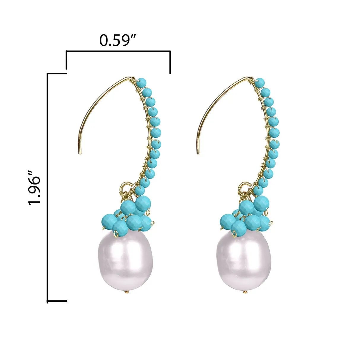 Gold Over Sterling Silver with Freshwater Pearl and Turquoise Dangle Earrings sold by Zulily product image thumbnail 2