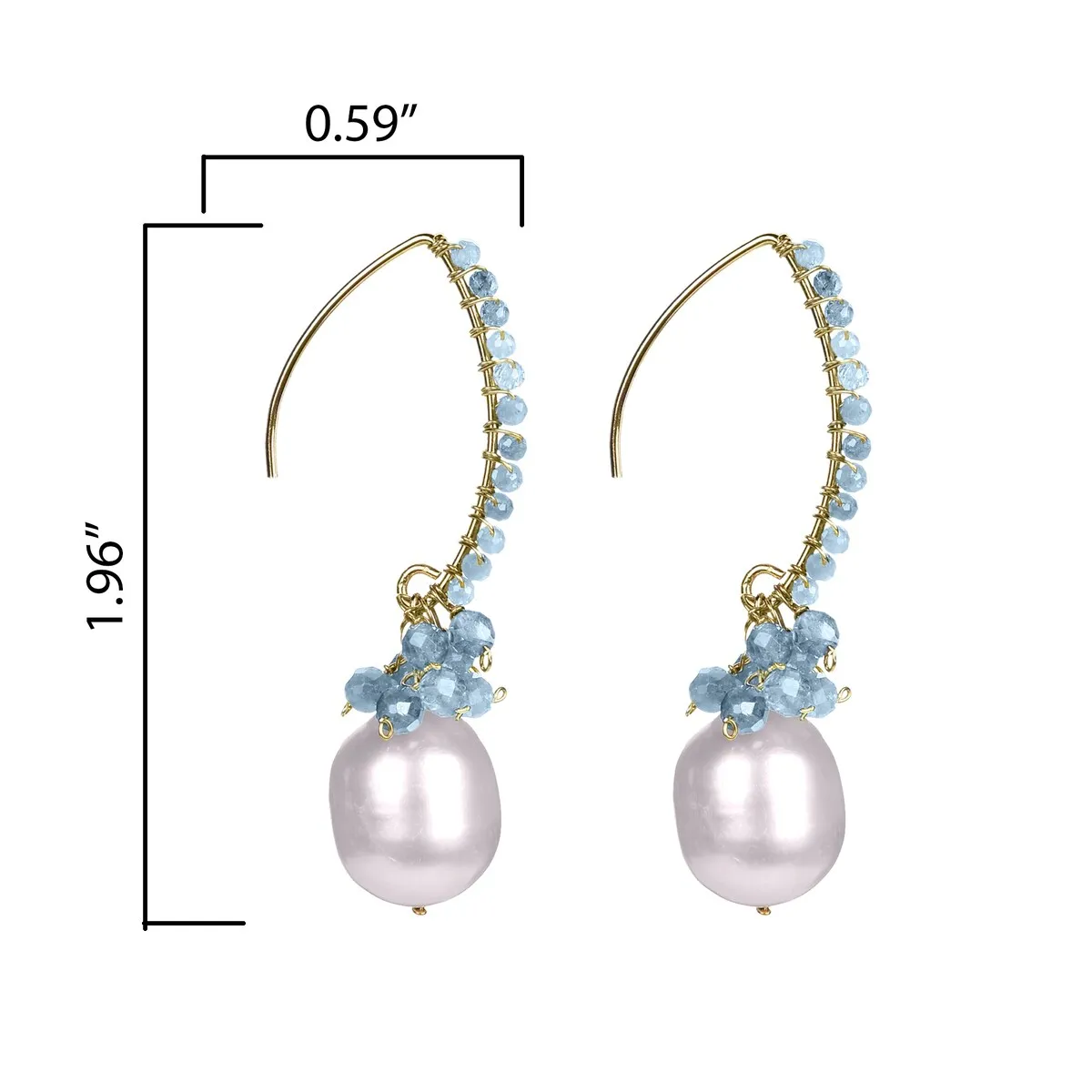 Gold Over Sterling Silver Freshwater Pearl and Aquamarine Dangle Earrings sold by Zulily product image thumbnail 2