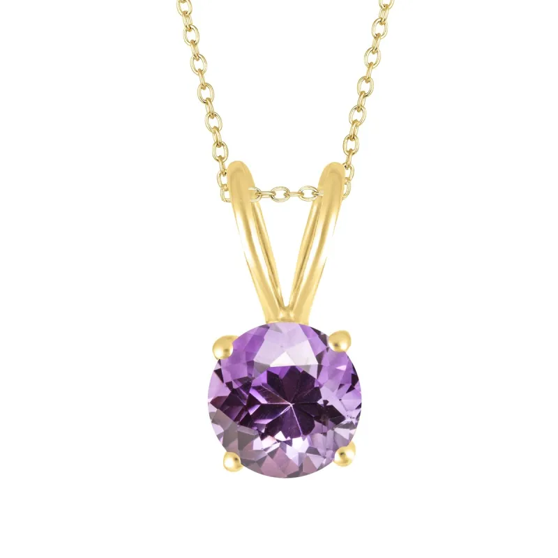Gold Over Sterling Silver Natural Amethyst Solitaire Pendant sold by Zulily