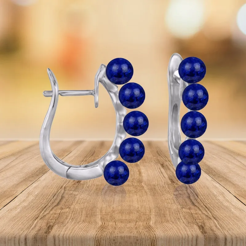 Sterling Silver 4.20Ct Lapis Lazuli Hoop Earrings sold by Zulily