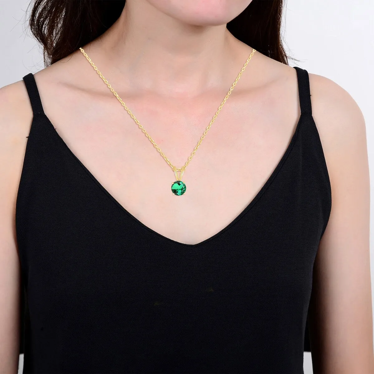 Gold Over Sterling Silver 0.75Ct Emerald Solitaire Pendant sold by Zulily product image thumbnail 3