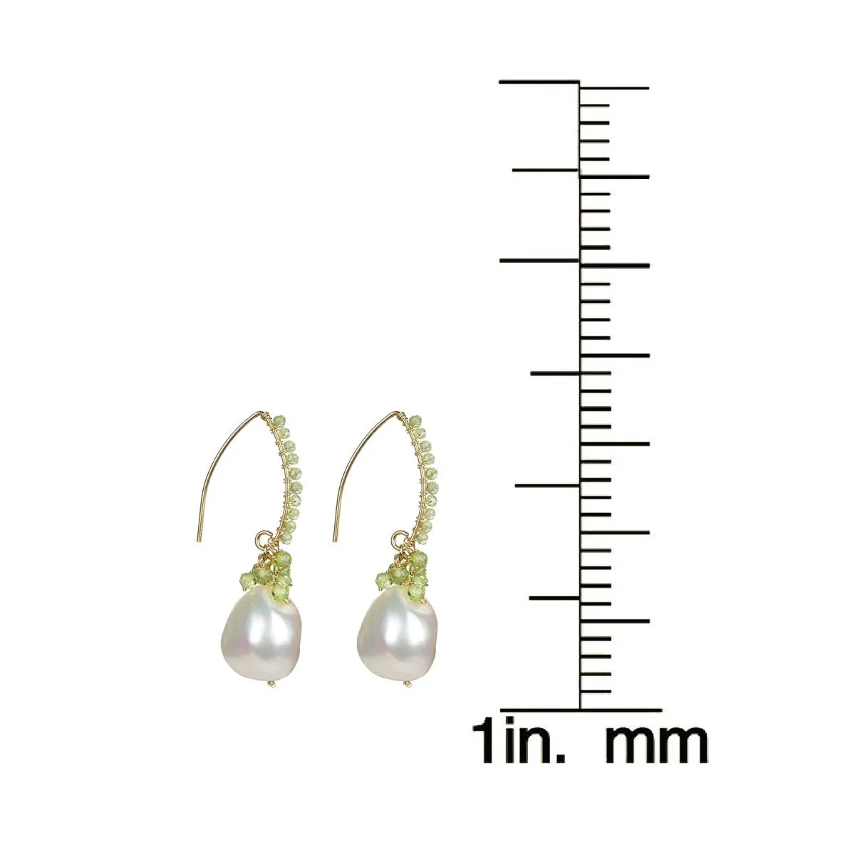 Gold Over Sterling Silver Peridot and Pearl Dangle Earrings sold by Zulily product image thumbnail 2