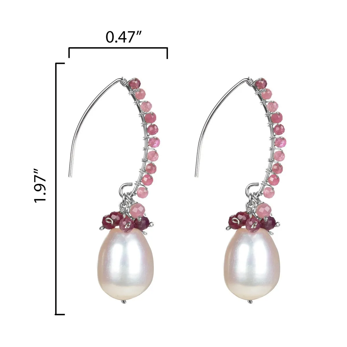 Sterling Silver Pink Tourmaline and Freshwater Pearl Dangle Earrings sold by Zulily product image thumbnail 2