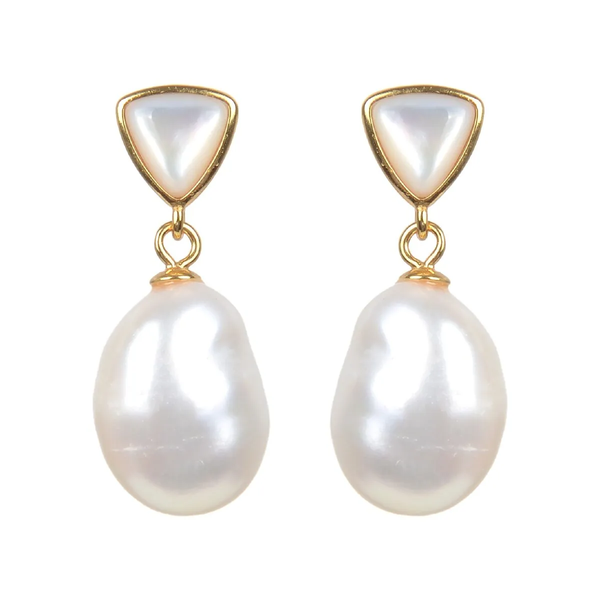 Gold Over Sterling Silver with Freshwater Pearl and Mother Of Pearl Dangle Earrings sold by Zulily product image thumbnail 3