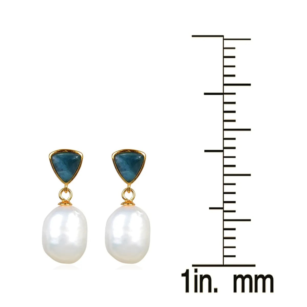 Gold Over Sterling Silver Freshwater Pearl and Apatite Dangle Earrings sold by Zulily product image thumbnail 3
