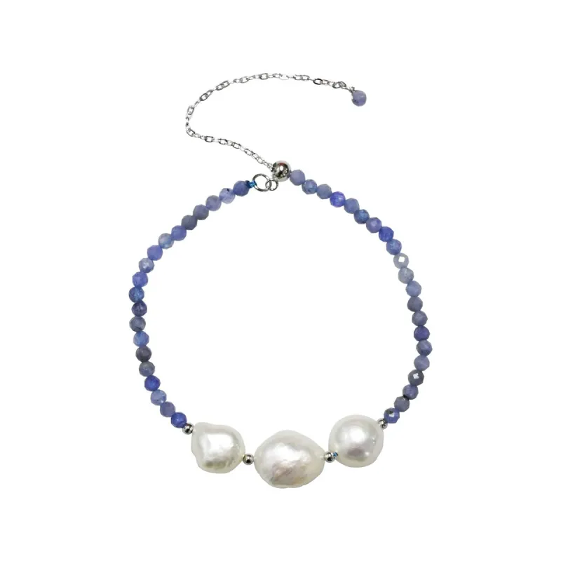 Sterling Silver Freshwater Pearl and Tanzanite Beaded Bolo Bracelet sold by Zulily