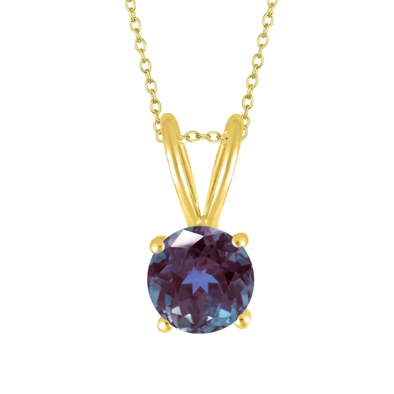 Gold Over Sterling Silver Color changing Alexandrite Solitaire Pendant sold by Zulily