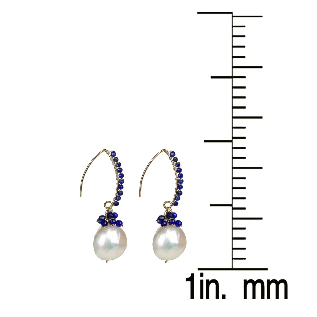 Gold Over Sterling Silver Lapis and Pearl Dangle Earrings sold by Zulily product image thumbnail 2