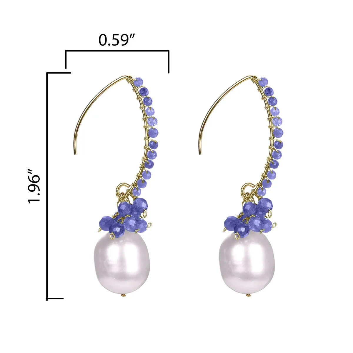 Gold Over Sterling Silver Freshwater Pearl and Tanzaniate Dangle Earrings sold by Zulily product image thumbnail 3