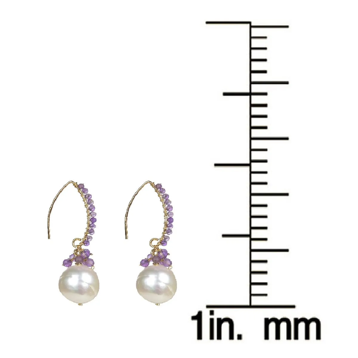 Gold Over Sterling Silver Amethyst and Pearl Dangle Earrings sold by Zulily product image thumbnail 2