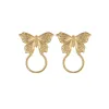 Goldtone Butterfly Open Circle Earrings sold by Zulily