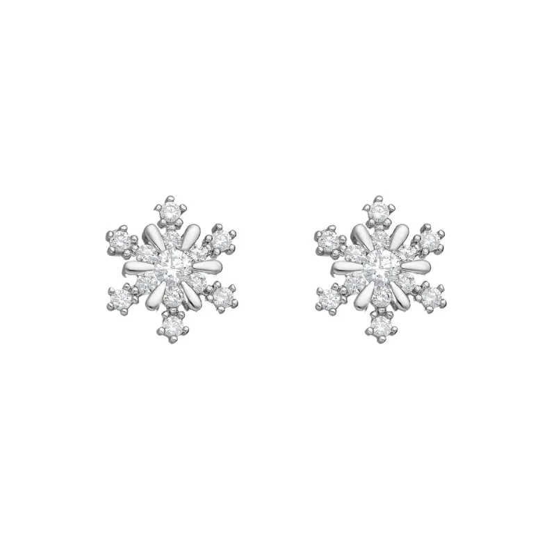 Sterling Silver & CZ Delicate Snowflake Stud Earrings sold by Zulily
