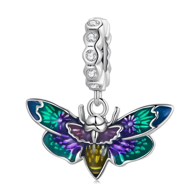 Blue & Green Enamel & Sterling Silver Moth Charm sold by Zulily