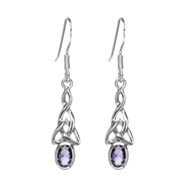 Sterling Silver Amethyst Cubic Zirconia Celtic Drop Earrings made by Zulily