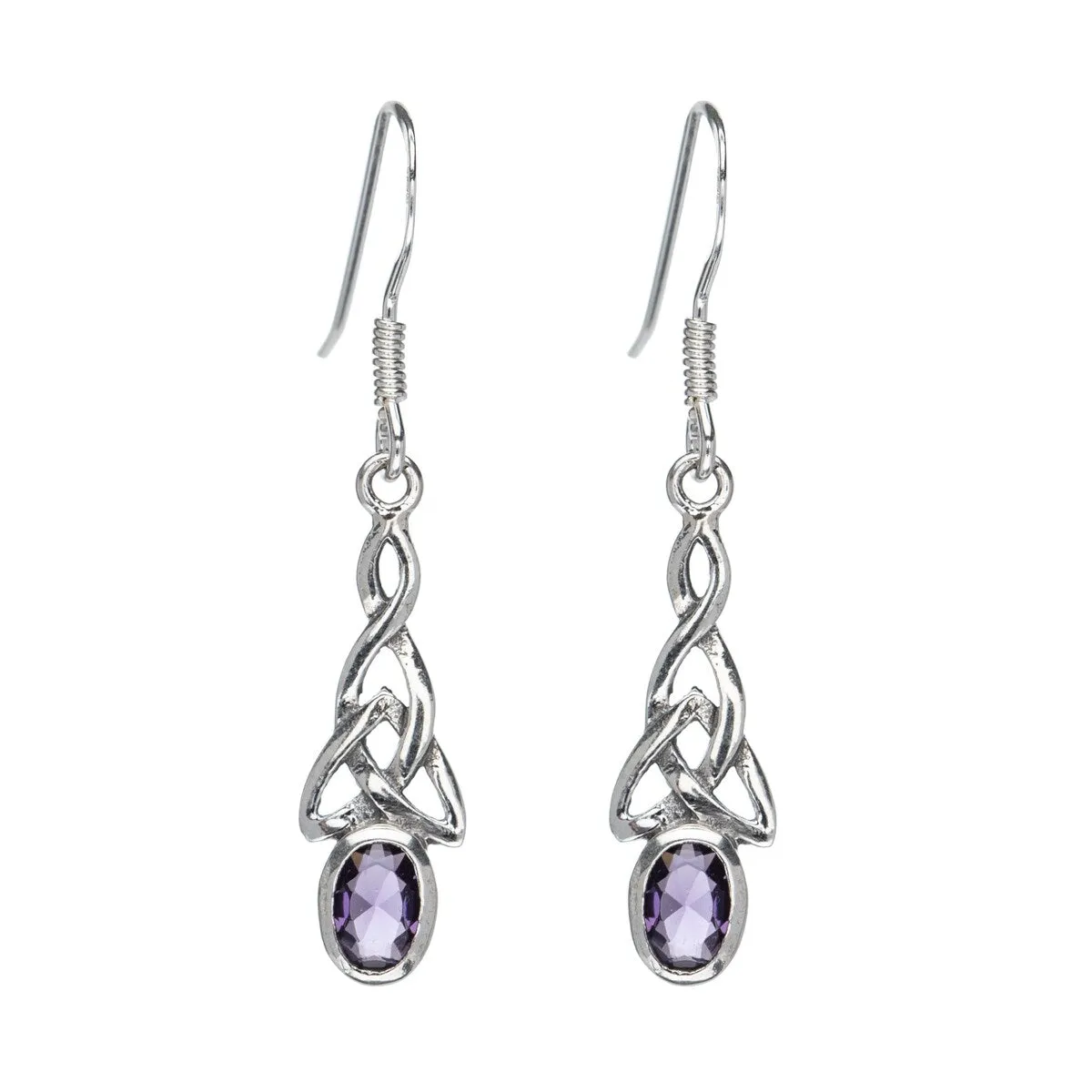 Sterling Silver Amethyst Cubic Zirconia Celtic Drop Earrings sold by Zulily