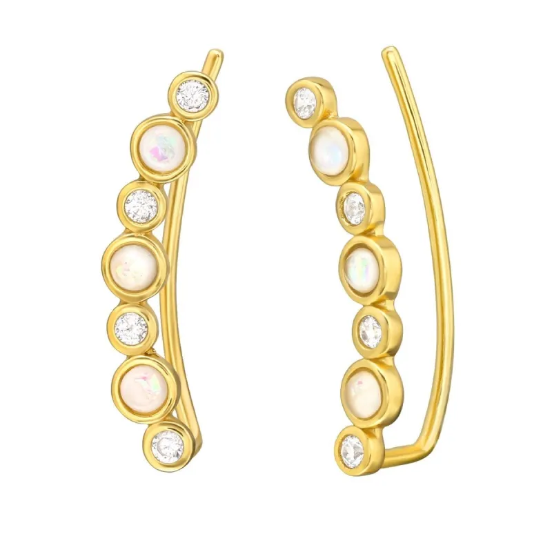 Synthetical Opal & Goldtone Circular Ear Climber sold by Zulily