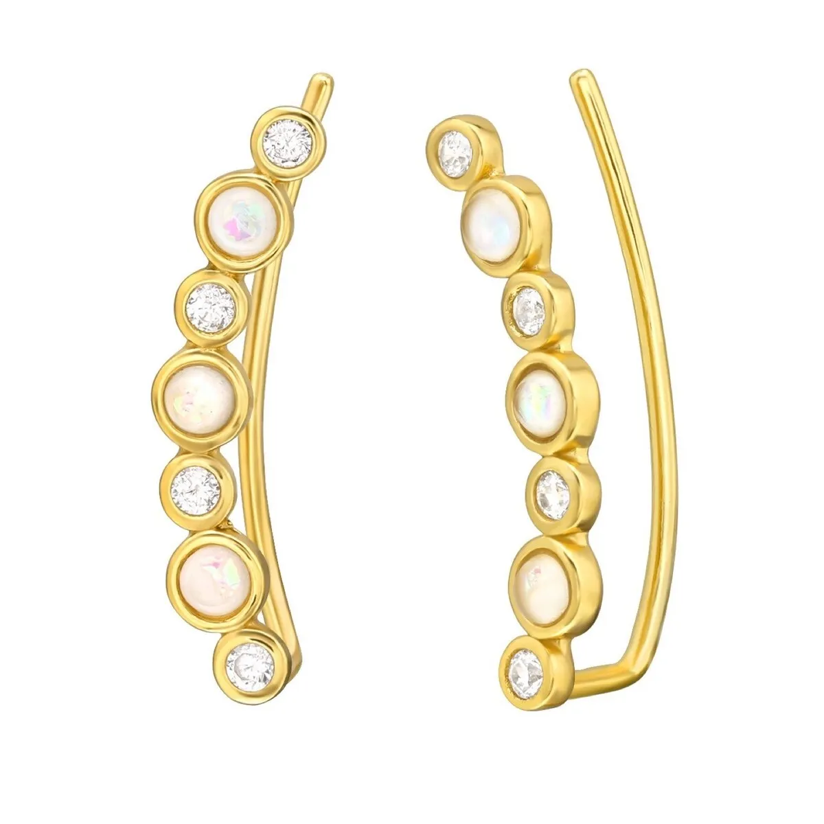 Synthetical Opal & Goldtone Circular Ear Climber sold by Zulily