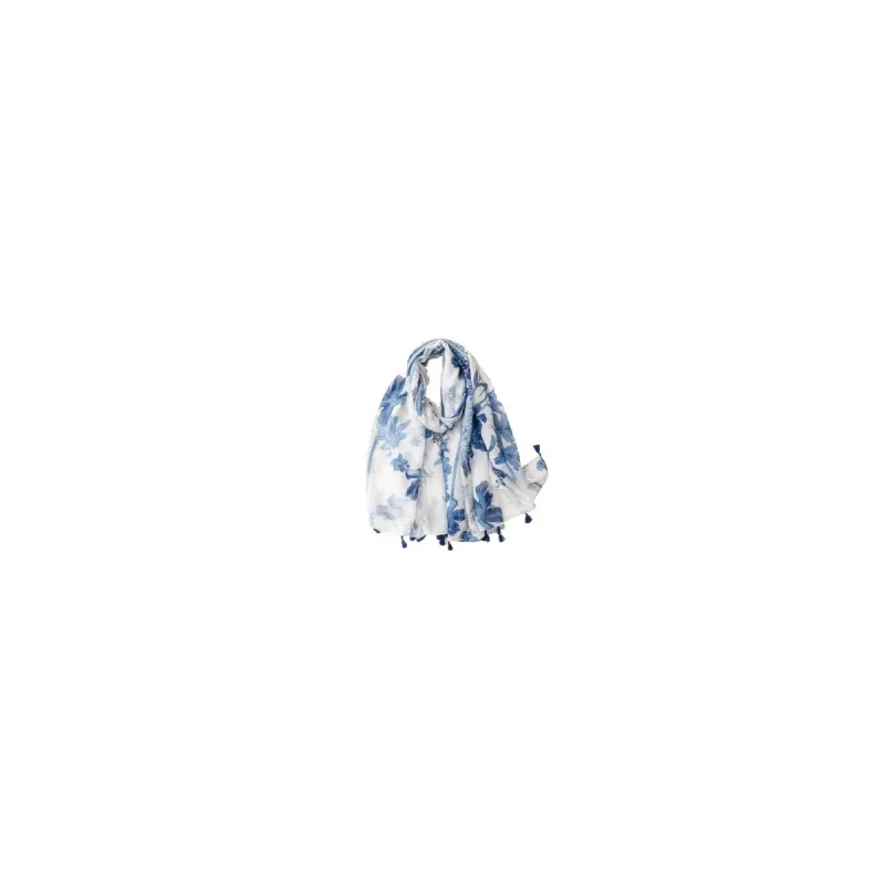 Blue and White Tropical Flower Scarf sold by Zulily