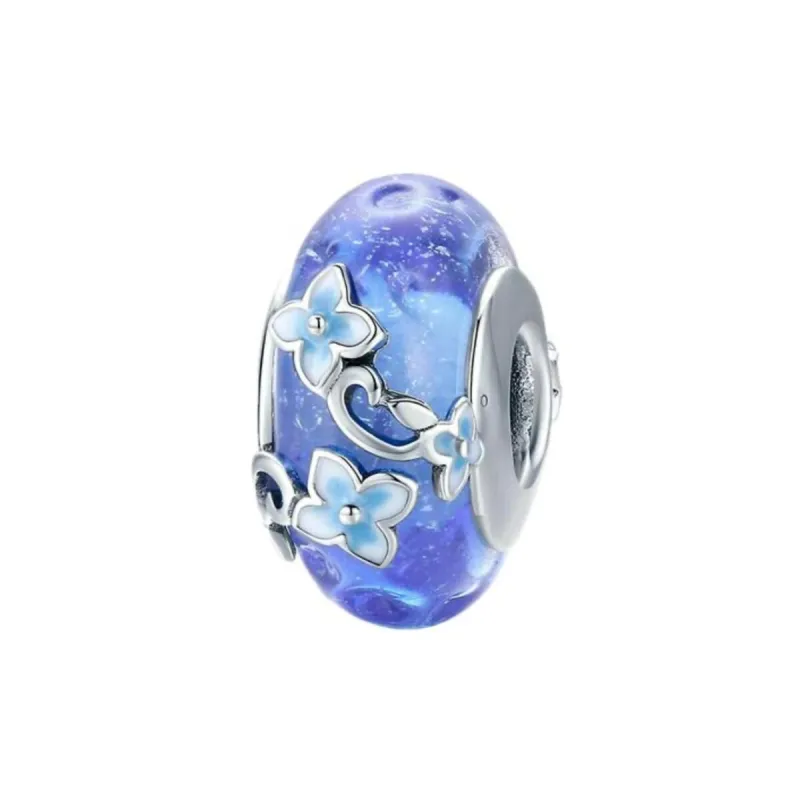 Sterling Silver Blue Mix Floral Detail Bracelet Charm sold by Zulily