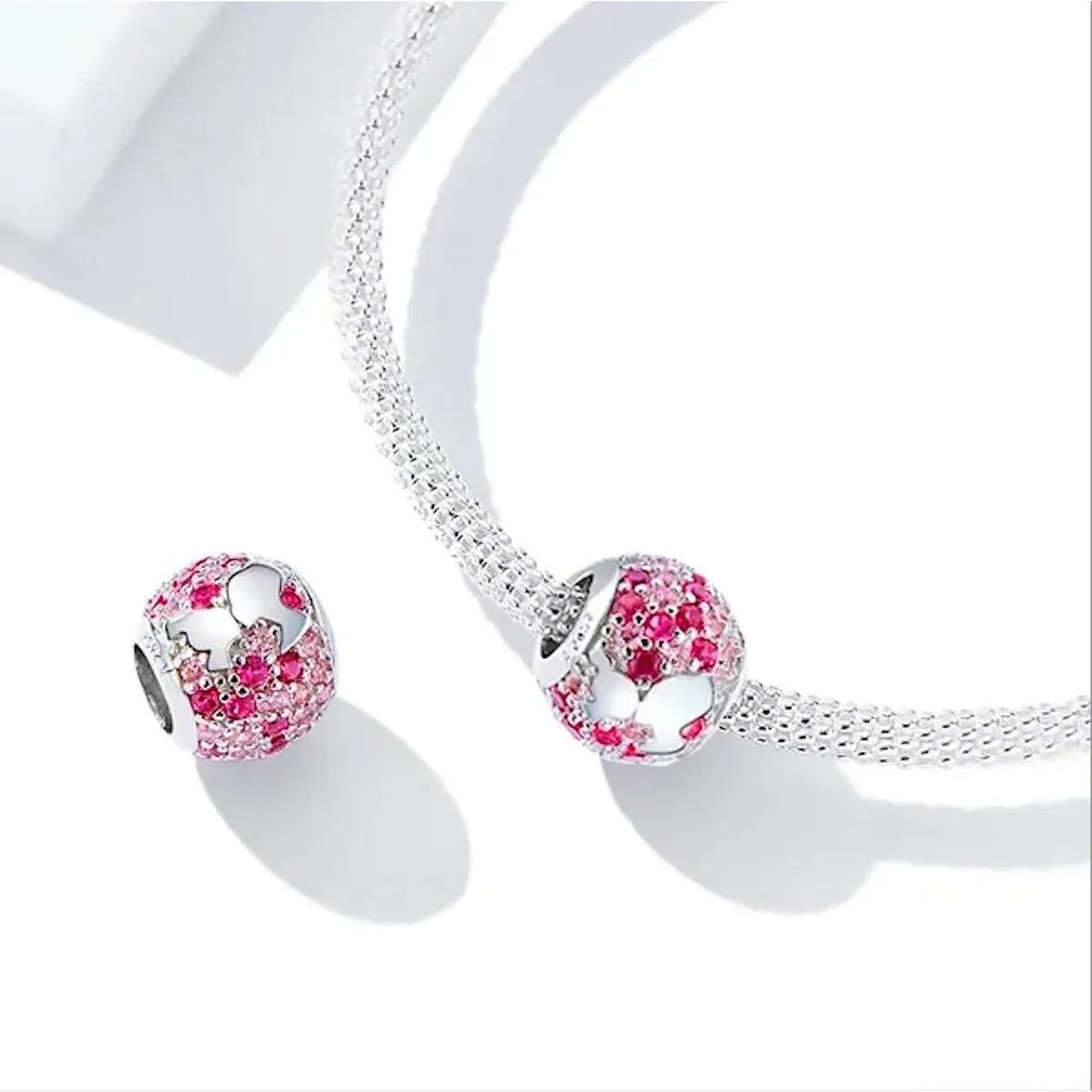 Sterling Silver & Pink Mix CZ Lovers Bracelet Charm sold by Zulily product image thumbnail 2
