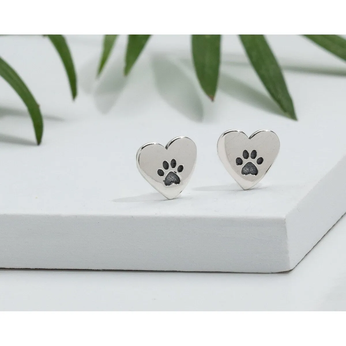 Sterling Silver Heart Paw Stud Earrings sold by Zulily
