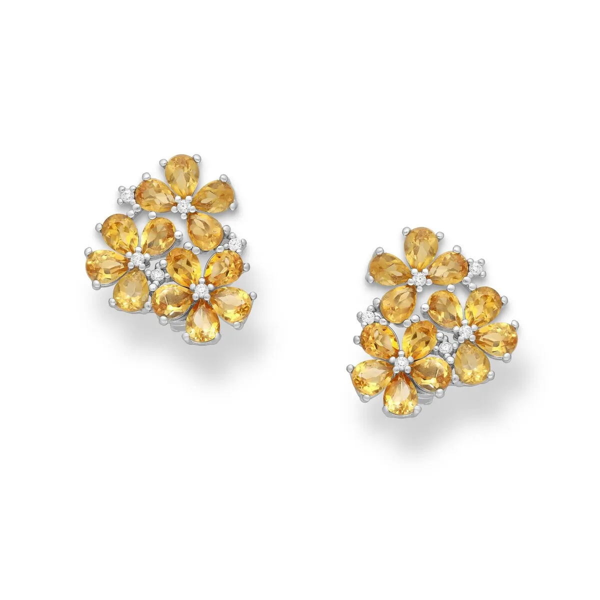 Sterling Silver Flower Earrings with Topaz Gold Cubic Zirconia sold by Zulily