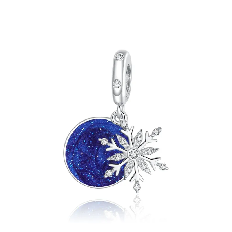 Blue Cubic Zirconia & Sterling Silver Disk & Snowflake Charm sold by Zulily