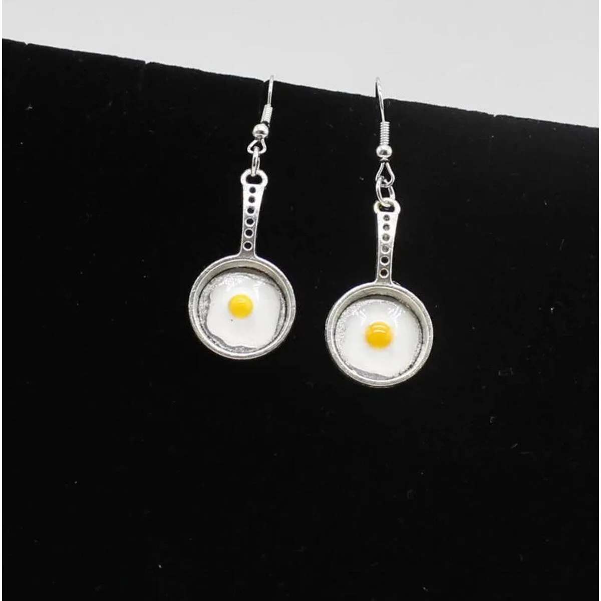 Silvertone Eggs In Frying Pan Drop Earrings sold by Zulily