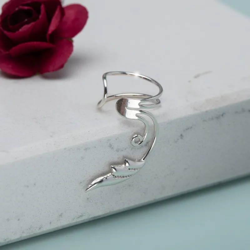 Sterling Silver Swirled Leaf Ear Cuff sold by Zulily