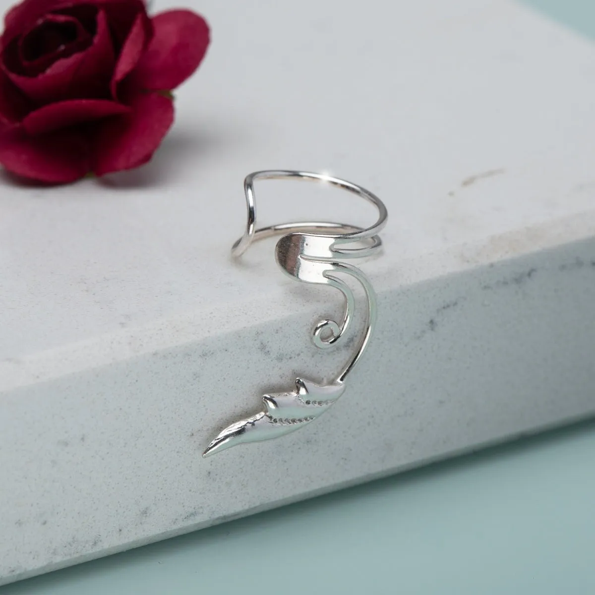 Sterling Silver Swirled Leaf Ear Cuff sold by Zulily