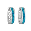 Sterling Silver Hoop Earrings with Lab- Created Opal sold by Zulily
