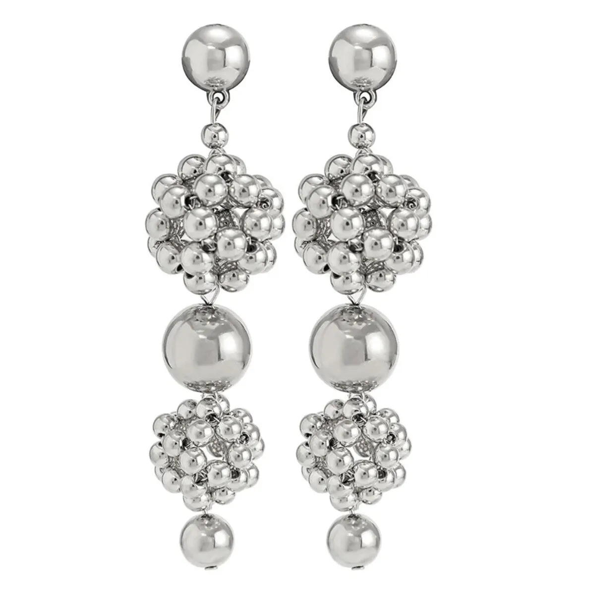 Silvertone Statement Clustered Ball Drop Earrings sold by Zulily product image thumbnail 2