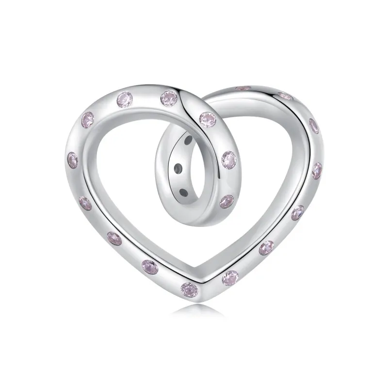 Sterling Silver & Pale Pink CZ Open Twisted Heart Bracelet Charm sold by Zulily