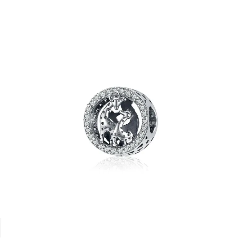 Cubic Zirconia & Sterling Silver Giraffe Openwork Round Charm sold by Zulily